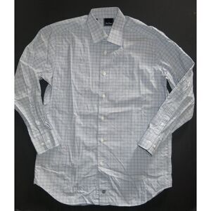 David Donahue long sleeve dress casual work button up shirt gray plaid 16 / 33